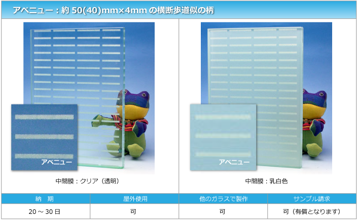 床用合わせガラスのアベニュー柄