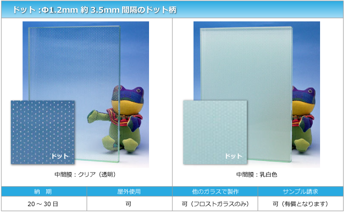 床用合わせガラスのドット柄